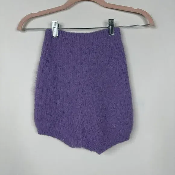 2/$30 ZARA Fuzzy Knit Shorts High Waist Lilac Small #A0654 - Picture 6 of 8